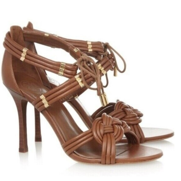 Tory Burch Audrianna Glazed Lounge Lace Up Heels Size 9.5 595 - Picture 1 of 14